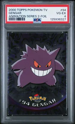 2000 TOPPS POKEMON TV ANIMATION SERIES 2 FOIL #94 GENGAR PSA 4 - Image 1