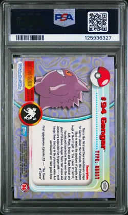 2000 TOPPS POKEMON TV ANIMATION SERIES 2 FOIL #94 GENGAR PSA 4 - Image 2