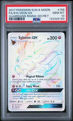 2017 POKEMON SUN & MOON GUARDIANS RISING SECRET #158 FULL ART/SYLVEON GX PSA 10 - Image 1