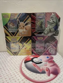 Pokemon Costco 4 V Tin Set Pikachu Eevee Tyranitar Eternatus Sealed - Image 1