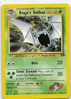 Koga's Golbat 046/132 Uncommon Unlimited Gym Challenge LP Pokemon - Image 1