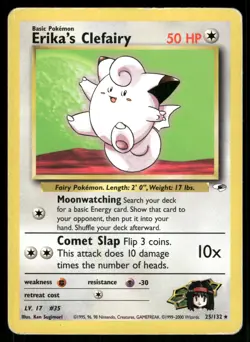 Erika's Clefairy 25/132 Rare Gym Heroes Pokemon Moderately Played - Image 1