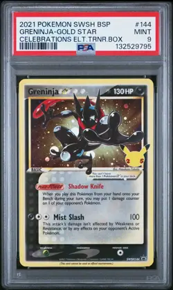 2021 POKEMON SWSH BLACK STAR PROMO #144 GRENINJA-GOLD STAR PSA 9 - Image 1