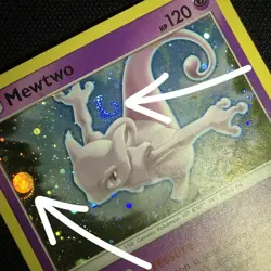 DOUBLE WHOLE SWIRL 🌀💫 Mewtwo SM77 Black Star Cosmos Holo Promo Pokemon Card - Image 1