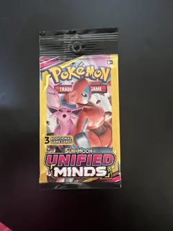 Unopened 3 Card Pack Sun & Moon Unified Minds Pokemon TCG 1count - Image 1