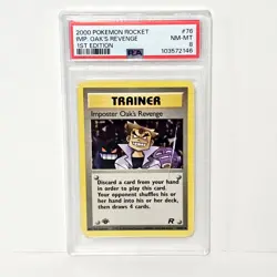 IMPOSTER OAK'S REVENGE 1ST EDITION POKEMON ROCKET 2000 76 PSA 8 (Cracked Slab) - Image 1
