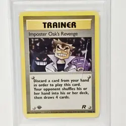 IMPOSTER OAK'S REVENGE 1ST EDITION POKEMON ROCKET 2000 76 PSA 8 (Cracked Slab) - Image 2