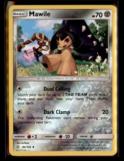 Pokemon TCG SM Cosmic Eclipse Mawile Reverse Holo 140/236 - Image 1