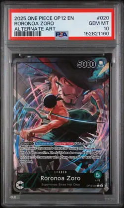 2025 One Piece OP-12 RORONOA ZORO Alt Art, #20 PSA GEM MINT 10 - Image 1