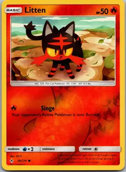 Litten 26/214 Common Unbroken Bonds Pokemon Reverse Holo Near Mint - Image 1