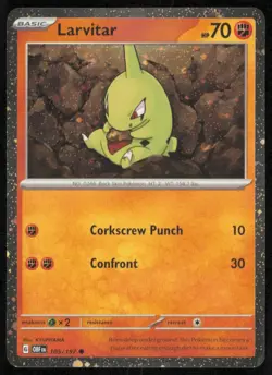 Larvitar 105/197 Cosmic Holo Rare Swirl Obsidian Flames Pokemon TCG NM FREE S&H - Image 1