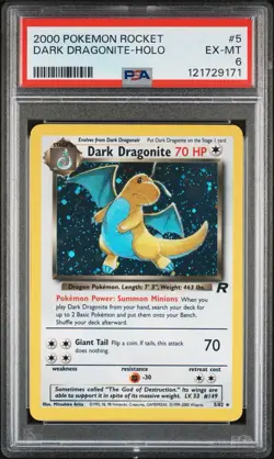 2000 Pokemon Team Rocket Dark Dragonite #5 EX-MT 6 - Image 1