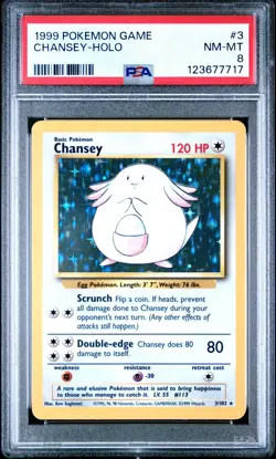 1999 Pokemon Base Set Holo Chansey #3 PSA 8 - Image 1