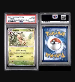 2025 POKEMON PRE EN-PRISMATIC EVOLUTIONS MASTER BALL REVERSE HOLO LEAFEON PSA 10 - Image 3