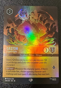 Disney Lorcana Whispers in the Well Gaston Frightful Bully 206/204 Epic - Image 1