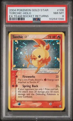 2004 Pokemon Gold Star Ex Team Rocket Returns #108 Torchic Holo PSA 8 POP 216 - Image 1