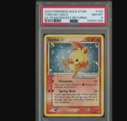 2004 Pokemon Gold Star Ex Team Rocket Returns #108 Torchic Holo PSA 8 POP 216 - Image 4
