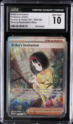 2023 POKEMON SCARLET & VIOLET 151 #203/165 ERIKA'S INVITATION CGC 10 GEM MINT - Image 1