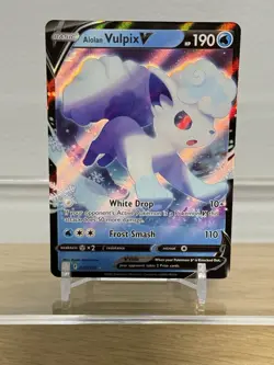 Pokemon Alolan Vulpix V Card HP 190 White Drop Frost Smash - Image 1