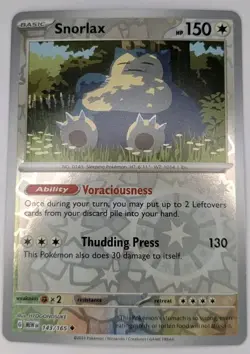 Snorlax 143/165 Pokemon TCG Scarlet & Violet 151 Reverse Holo NM - Image 1