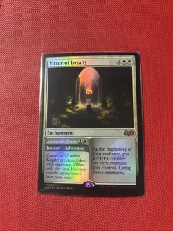 MTG Virtue of Loyalty Foil Card Prerelease Promo Card in NM Condition - Image 1