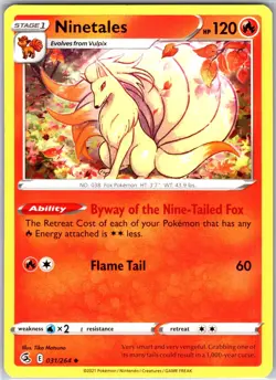 Ninetales 031/264 Uncommon Regular Card SWSH08: Fusion Strike Pokemon TCG LP - Image 1