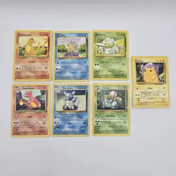 1999 Pokemon Base Set Bulbasaur, Squirtle, Charmander, Pikachu (Lot Of 7 Cards - Image 1
