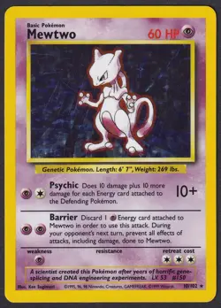 Pokemon Mewtwo 10/102 Holo Base Set - Image 1