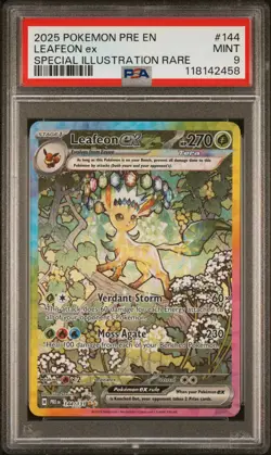 2025 POKEMON PRE EN-PRISMATIC EVOLUTIONS SAR Alt Full Art #144 LEAFEON EX PSA 9 - Image 1