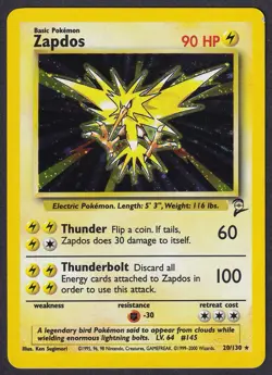 Pokemon Zapdos 20/130 Holo Base Set 2 - Image 1
