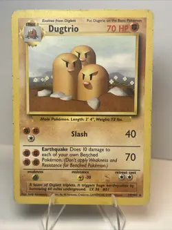 HP Dugtrio 19/102 Regular/Non-Holo Base Set AUTHENTIC Pokemon Card - Image 1