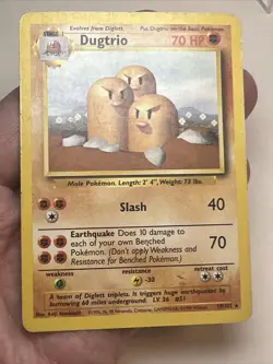 HP Dugtrio 19/102 Regular/Non-Holo Base Set AUTHENTIC Pokemon Card - Image 3