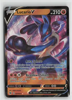 Lucario V 027/073 Holo V Rare Champion's Path Pokemon NM - Image 1