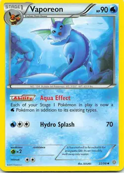 Vaporeon 22/101 Ancient Origins Uncommon LP Pokemon TCG - Image 1