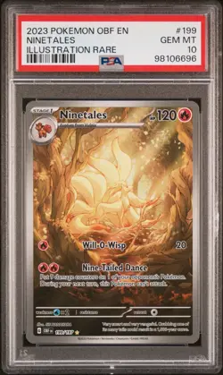 2023 POKEMON OBSIDIAN FLAMES NINETALES 199/197 ILLUSTRATION RARE PSA 10 GEM MINT - Image 1