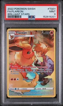 2022 POKEMON S&S BRILLIANT STARS #TG01 FA/FLAREON BRILLIANT STARS PSA 9 (201 - Image 1