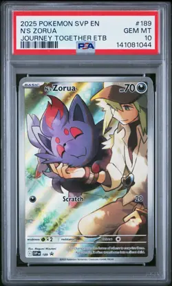 2025 POKEMON SVP EN-SV BLACK STAR PROMO #189 N'S ZORUA PSA 10 - Image 1