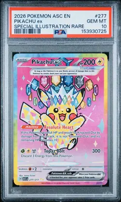 2026 POKEMON ASC EN-ASCENDED HEROES SPECIAL ILLUSTRATION RARE PIKACHU EX PSA 10 - Image 1