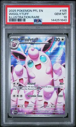 2025 POKEMON PFL EN-PHANTASMAL FLAMES ILLUSTRATION RARE #105 WIGGLYTUFF PSA 10 - Image 1