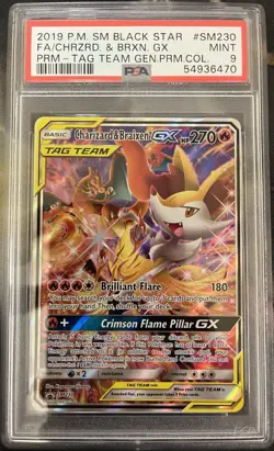 Pokemon Charizard & Braixen GX SM230 Sm Holo Tag Team Generations Promo PSA 9 - Image 1