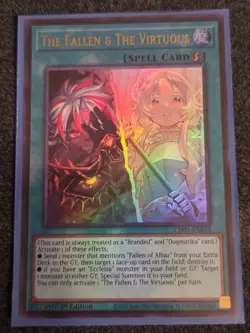 Yugioh The Fallen & The Virtuous CH01-EN019 Ultra Rare 1st Edition Near Mint - Image 1