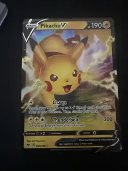 Pokemon Card Pikachu V Thunderbolt 200 HP 190 Basic - Image 1