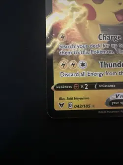 Pokemon Card Pikachu V Thunderbolt 200 HP 190 Basic - Image 3