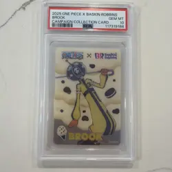 POP 8 2025 ONE PIECE X BASKIN ROBBINS CAMPAIGN COLLECTION CARDS BROOK PSA 10 - Image 1