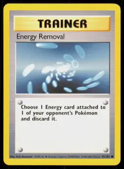 2000 Pokemon Base Set Unlimited Energy Removal Common Trainer #92/102 - Poor - Image 1