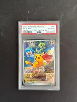 ✨Pikachu 001/SV-P PSA 10 Scarlet/Violet Pre-Order PROMO Japanese - Image 1