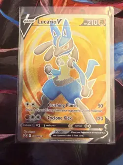 Pokemon TCG Lucario v SWSH213 Sword & Shield Promo Holo Card NM Condition - Image 1