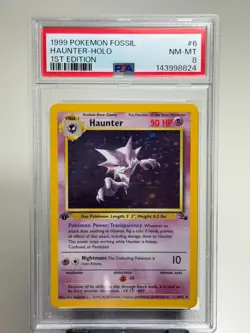 1999 POKEMON FOSSIL 1ST EDITION #6 HAUNTER-HOLO PSA 8 - Image 1