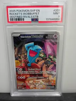 2025 POKEMON DESTINED RIVALS ELITE TRAINER BOX TEAM ROCKET'S WOBBUFFET PSA 9 - Image 1