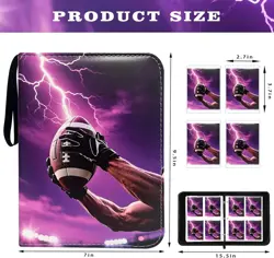 400 Pockets Football Card Binder with Sleeves, Football Trading Cards Binder ... - Image 3